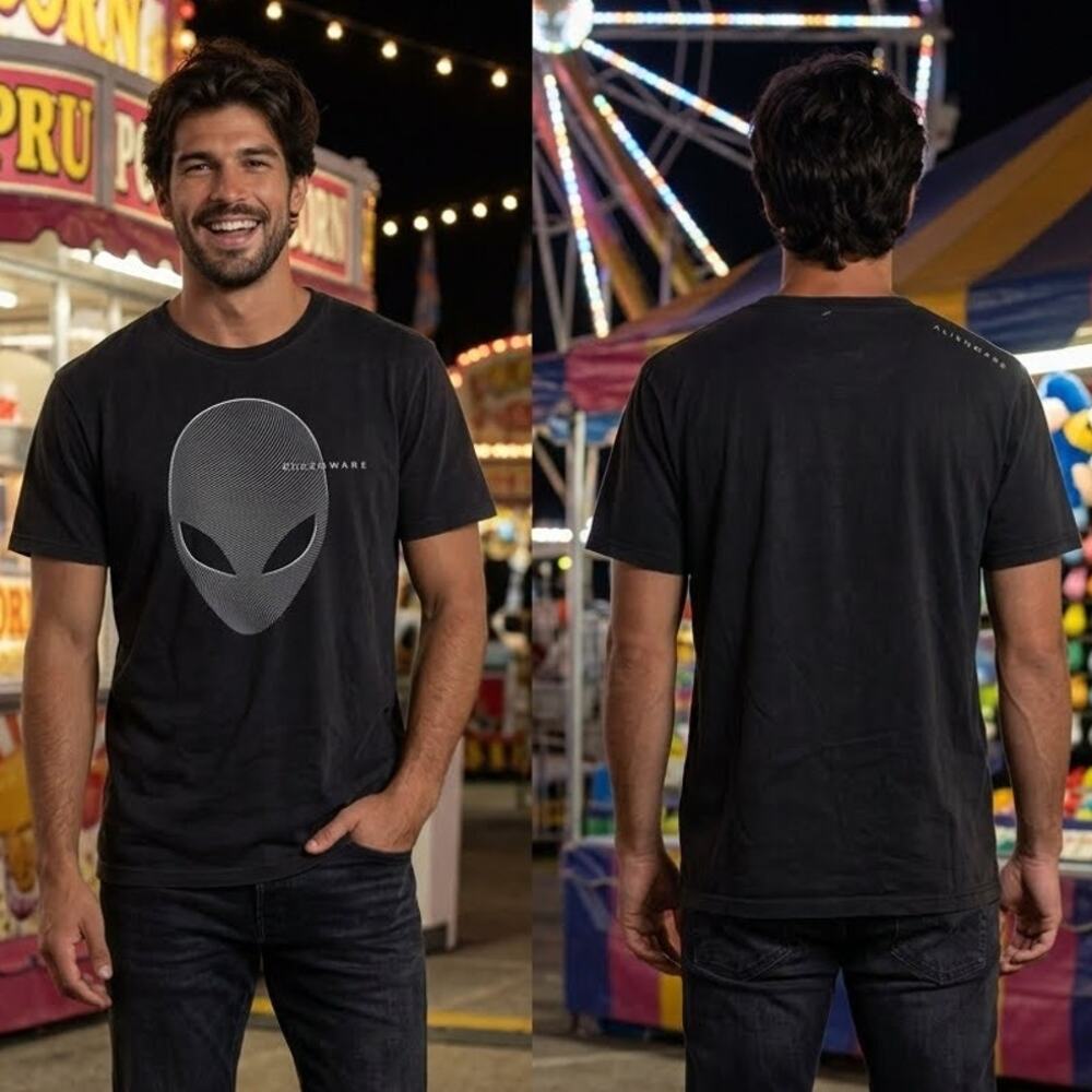 Alienware Gaming Logo T-Shirt Men's Large Black Graphic Tee 42-44